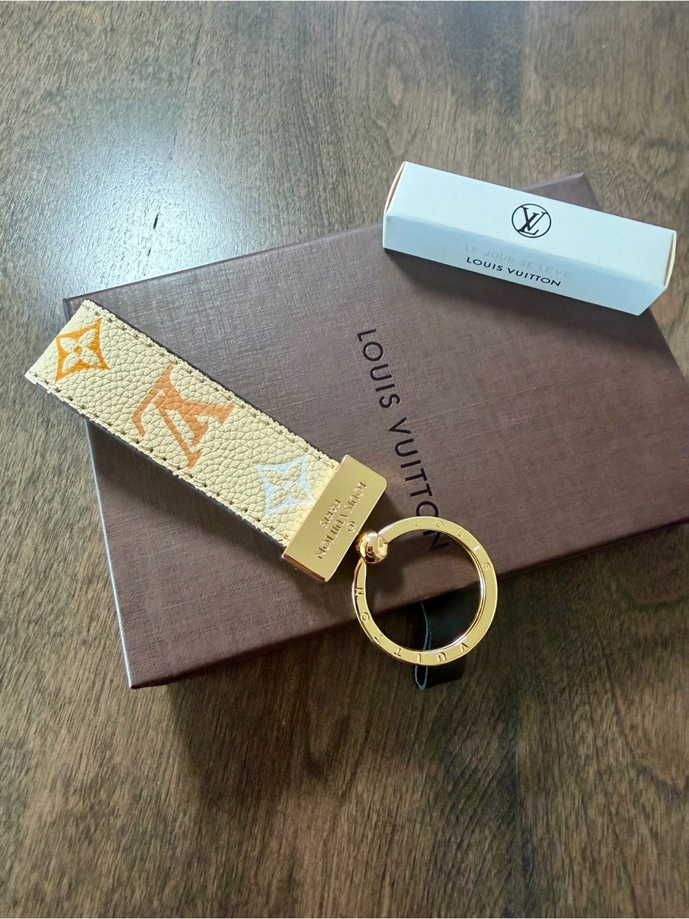 Louis Vuitton Beige and Gold Monogram Key Ring Strap - Picture 4 of 6